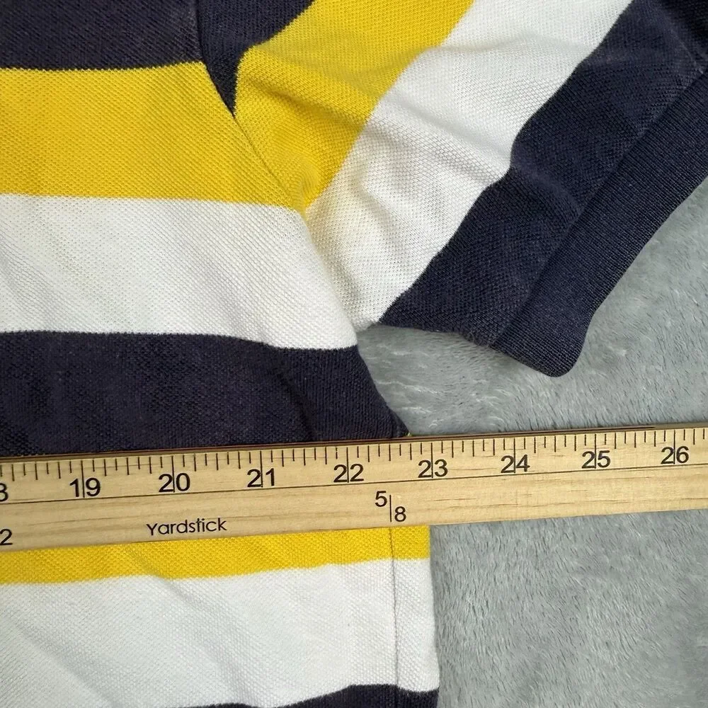 Vintage Polo Ralph Lauren Striped Polo Shirt Mens Large Yellow Navy White Pony